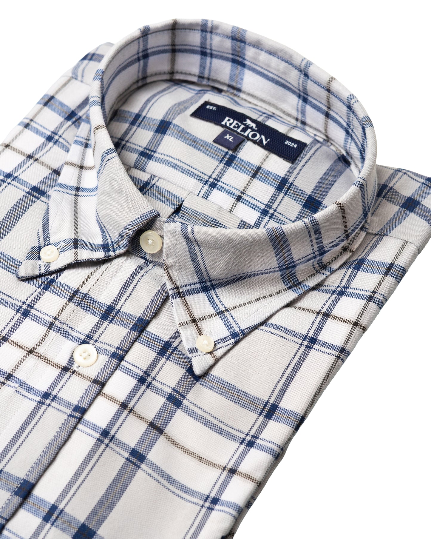 Oxford Check Shirt - White & navy