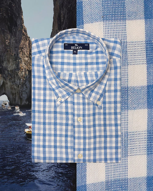 Cotton Check Shirt - SkyBlue