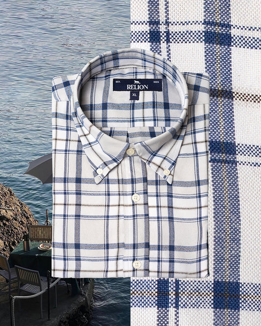 Oxford Check Shirt - White & navy