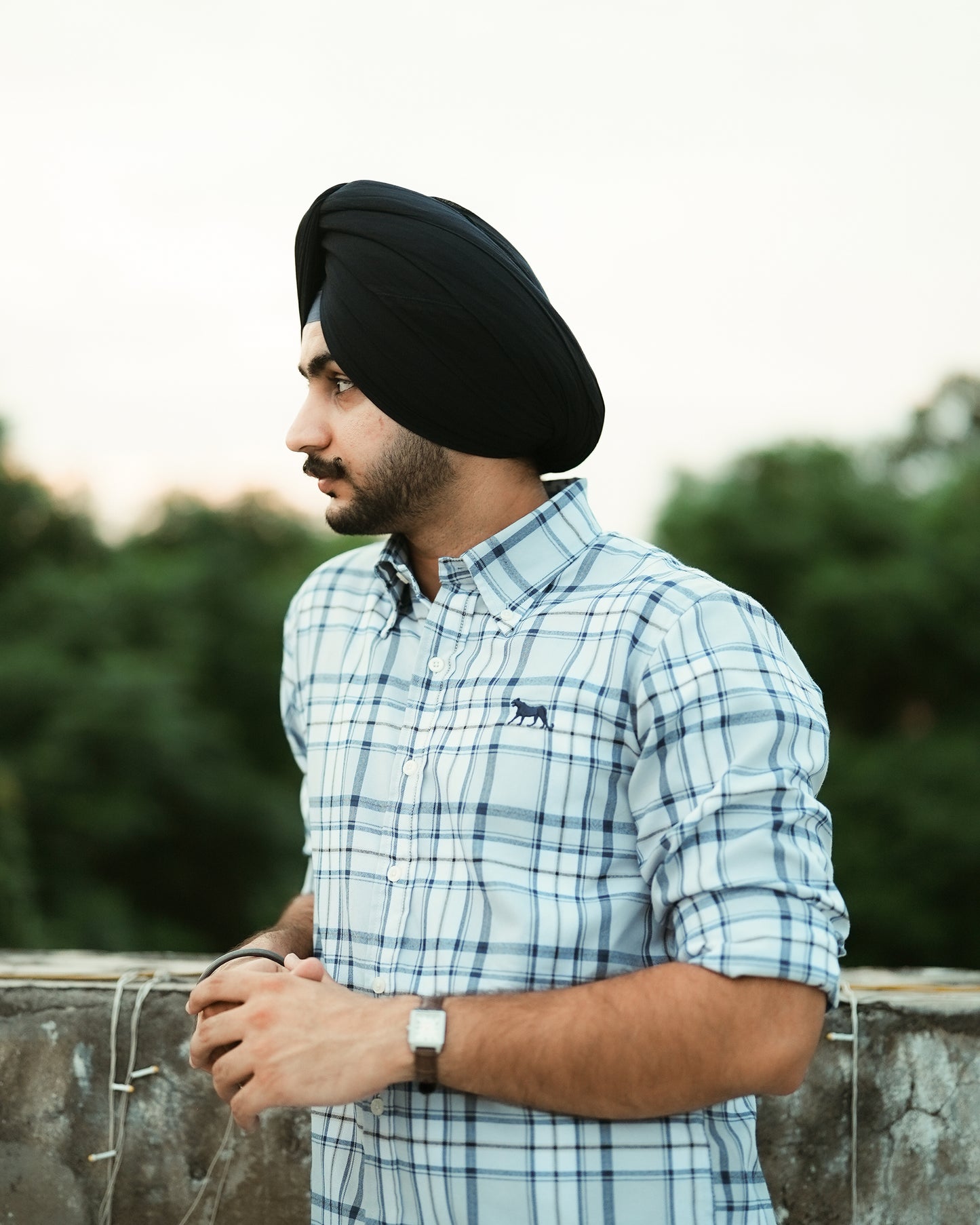 Oxford Check Shirt - White & navy